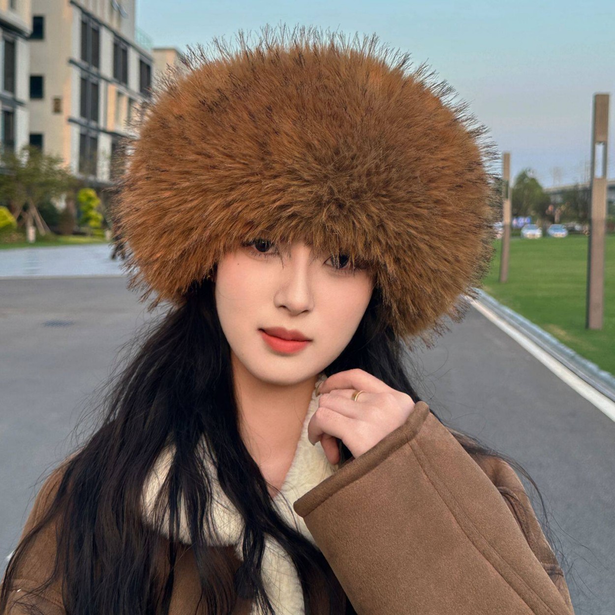 Knit Beanie Hat Warm - Weiche Plüsch-Kappe aus Kunstfuchsfell mit offener