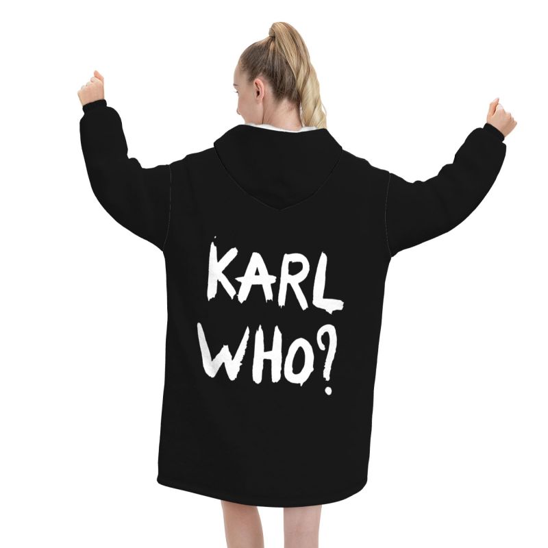 Karl Who Slogan Schwarze Tragb – Sherpa Hoodie Fleece Bewertung und Preis